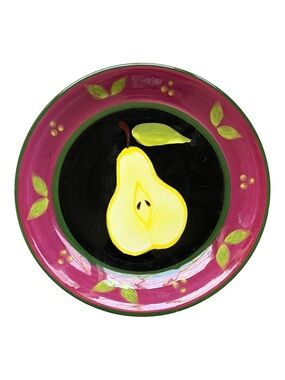 Vintage Plates 9” pears ceramic  222 FIFTH Fruit Passion Jane Davies